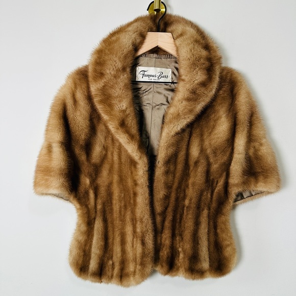Stunning Vintage Genuine Mink Fur Stole Jacket By Famous Barr Fur Salon S/M - Picture 7 of 10